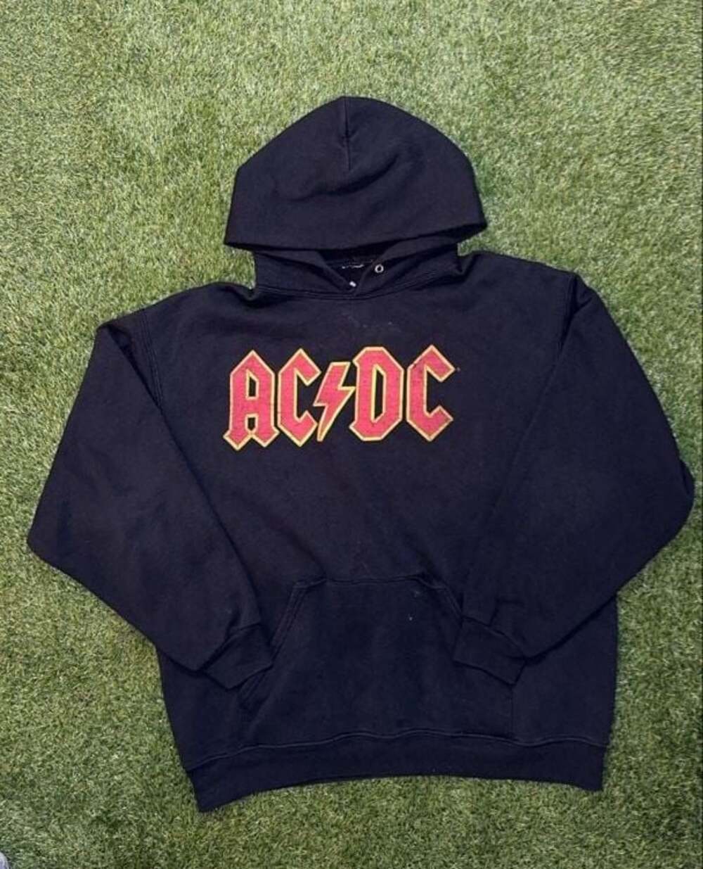 AC/DC Red Logo Black Pullover Hoodie Unisex XL
